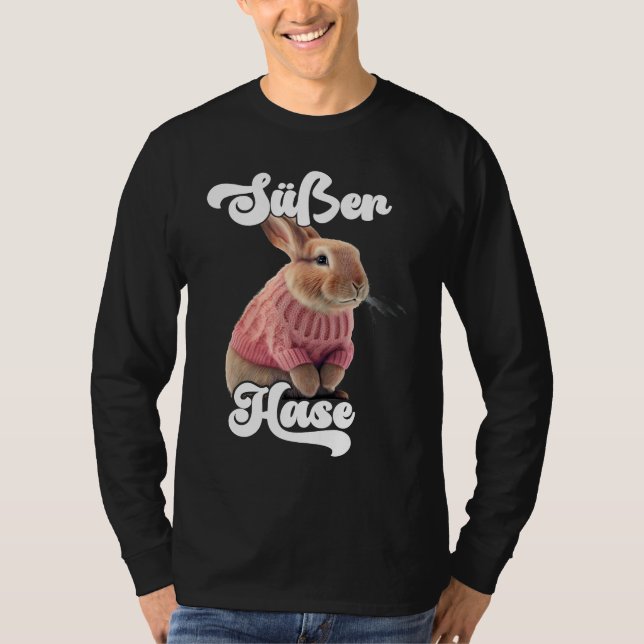 Cute Rabbit Retro Winter Ski Rabbit T-Shirt (Front)