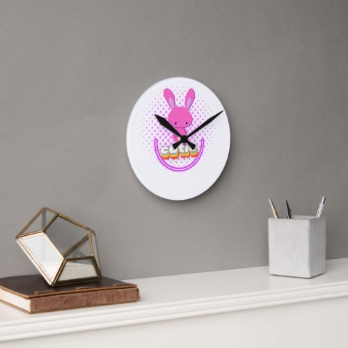 cute rabbit round clock