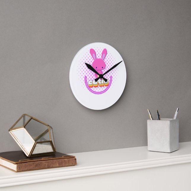 cute rabbit round clock (Office)