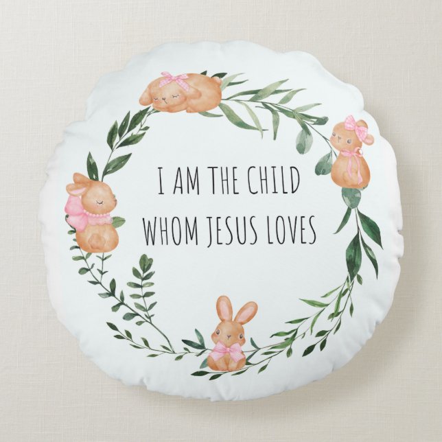 Cute Rabbit  Round Pillow (Front)