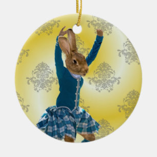 Cute rabbit Scottish highland dancer Ceramic Ornament