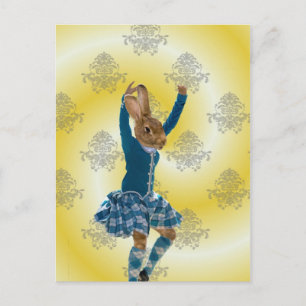 Cute rabbit Scottish highland dancer Postcard