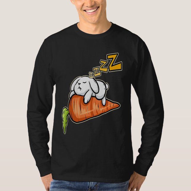Cute Rabbit Sleeping On A Carrot On Easter T-Shirt (Front)