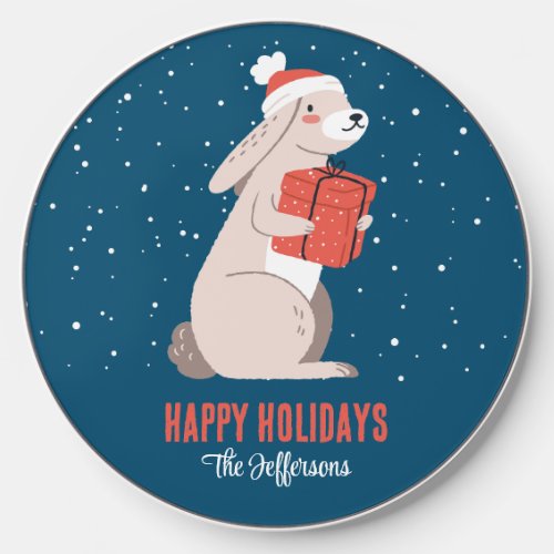 Cute Rabbit Snowy Winter Holiday Christmas Animal Wireless Charger