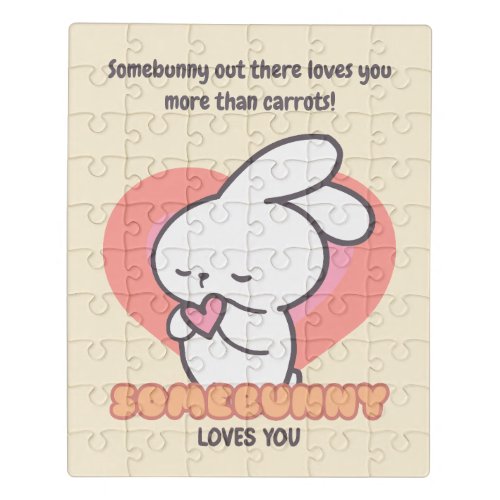 Cute Rabbit Some Bunny Loves You Jigsaw Puzzle