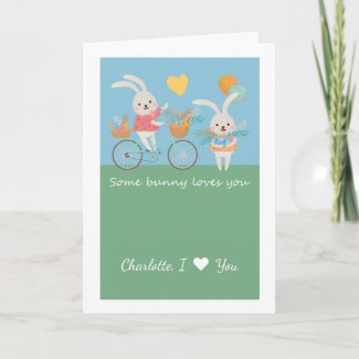 Cute Rabbit Some Bunny Loves You Personalized Card