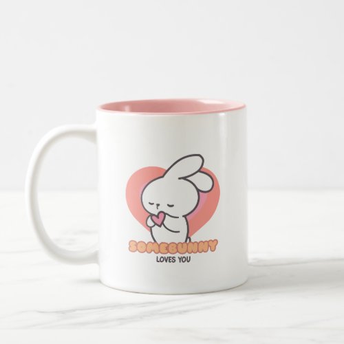 Cute Rabbit Some Bunny Loves You Two_Tone Coffee Mug