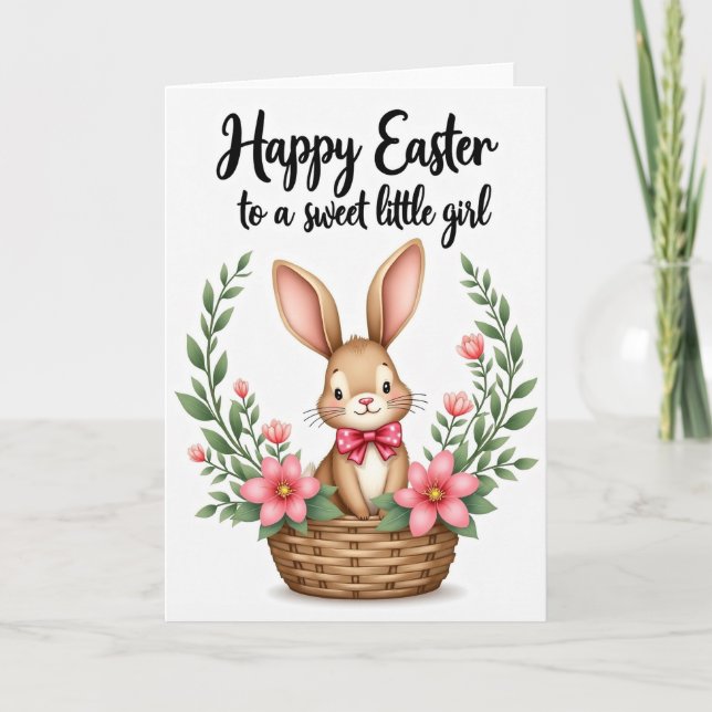 Cute Rabbit Springtime Greetings Card (Front)