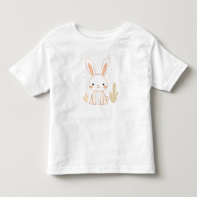 Cute Rabbit Toddler T-Shirt Animal Design for Kids (Front)