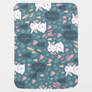 Cute rabbit: vintage seamless print. baby blanket