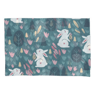 Cute rabbit: vintage seamless print. pillow case