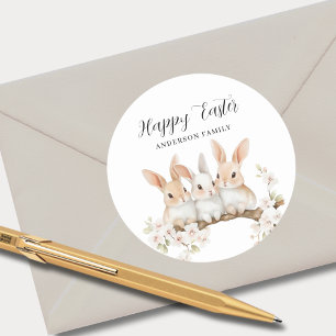 Cute Rabbit Watercolor Easter Classic Round Sticker
