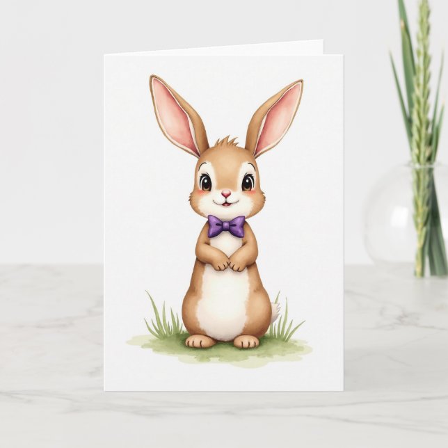 Cute Rabbit With Bow Tie Card (Front)