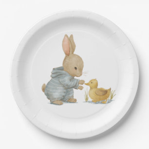 cute rabbit with duck paper plates