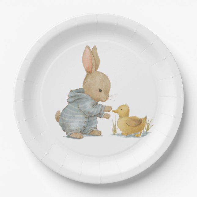 cute rabbit with duck paper plates (Front)