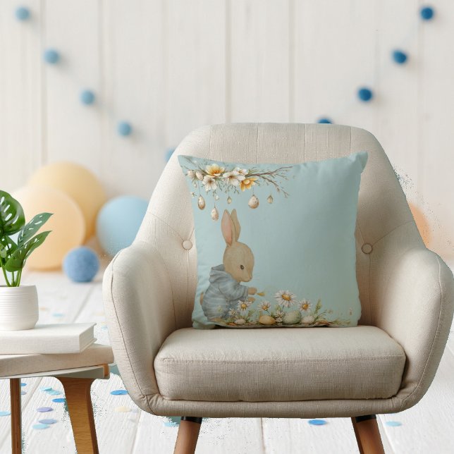 cute rabbit with duck throw pillow (Creator Uploaded)