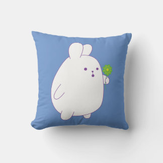 cute rabbit with flower throw pillow