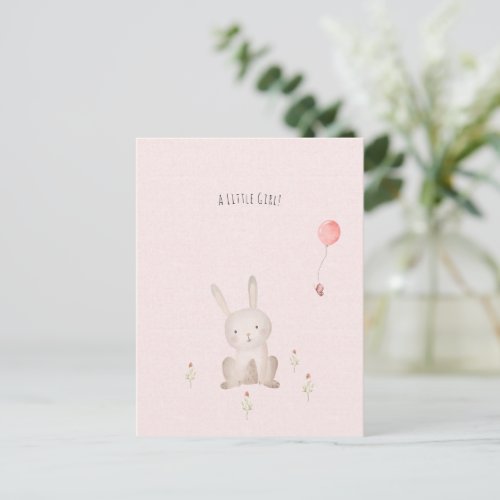 Cute Rabbit With Flowers Baby Girl Daughter Postcard