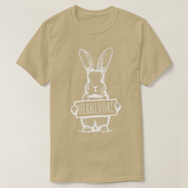 Cute Rabbit with Herbivore Sign Vegetarian Vegan T-Shirt (Design Front)