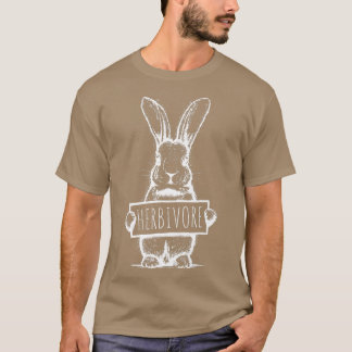 Cute Rabbit with Herbivore Sign Vegetarian Vegan T-Shirt