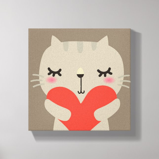 Cute rabbit with love canvas print (Front)