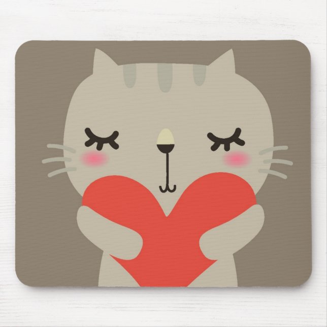 Cute rabbit with love mouse pad (Front)