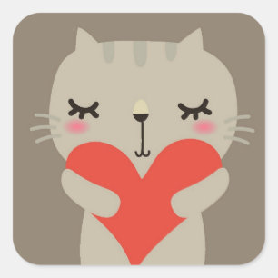 Cute rabbit with love square sticker