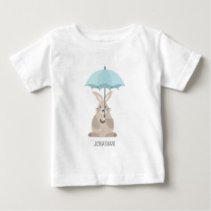 Cute rabbit with umbrella custom name baby T-Shirt
