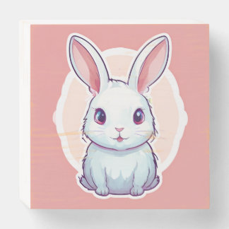 cute rabbit Wood Box Sign