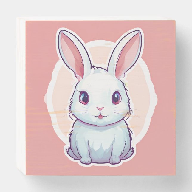 cute rabbit Wood Box Sign (Front Horizontal)