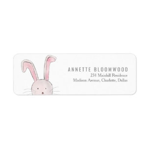 Cute Rabbit Woodland Pink Girl Baby Shower Label