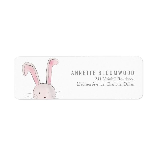 Cute Rabbit Woodland Pink Girl Baby Shower Label (Front)