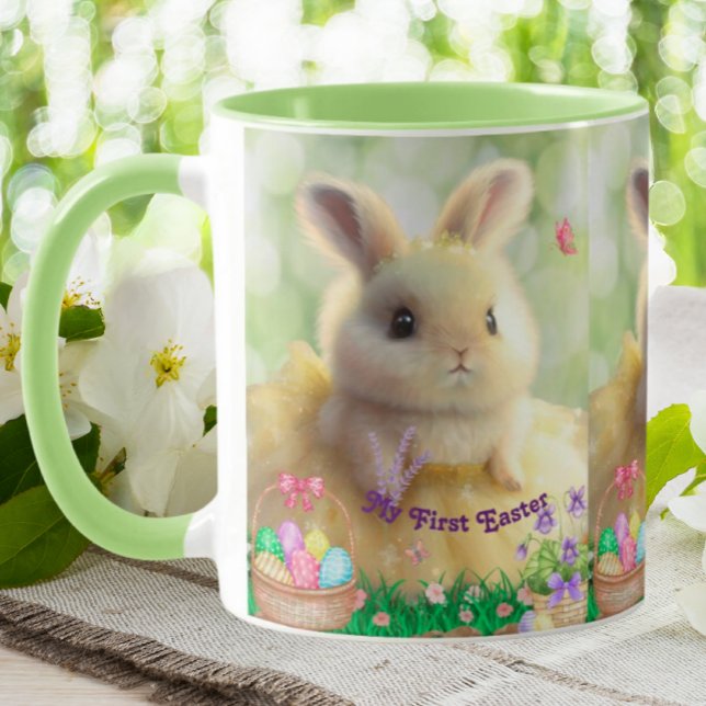 Cute Rabbit yellow dress First Easter Personalized Mug (Creator Uploaded)