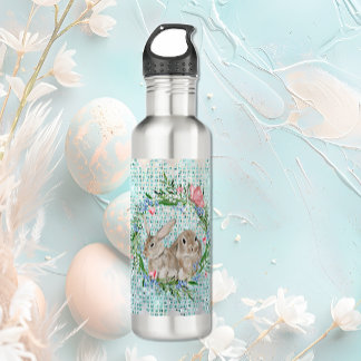 Cute Rabbits and Butterfly Stainless Steel Water Bottle