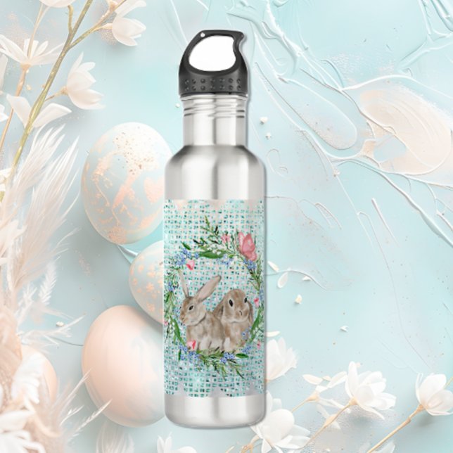 Cute Rabbits and Butterfly Stainless Steel Water Bottle (Creator Uploaded)