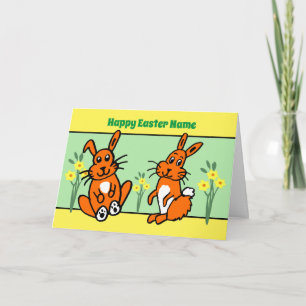 Cute Rabbits and Daffodils Easter Card