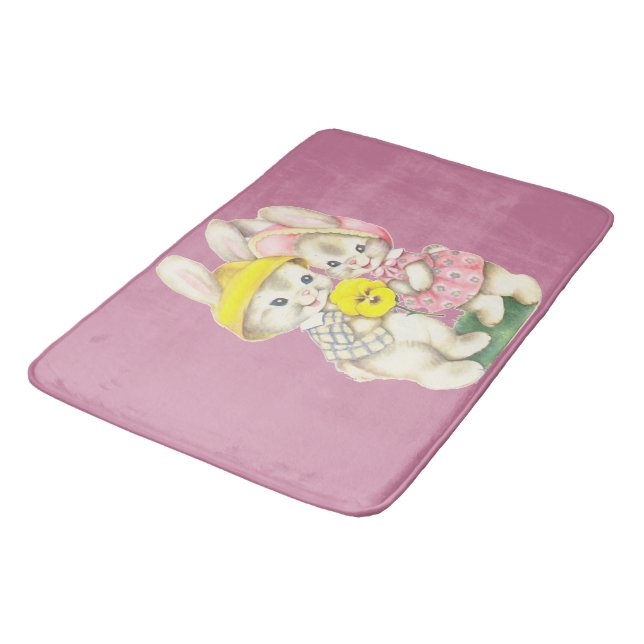 Cute rabbits bath mat (Angled)