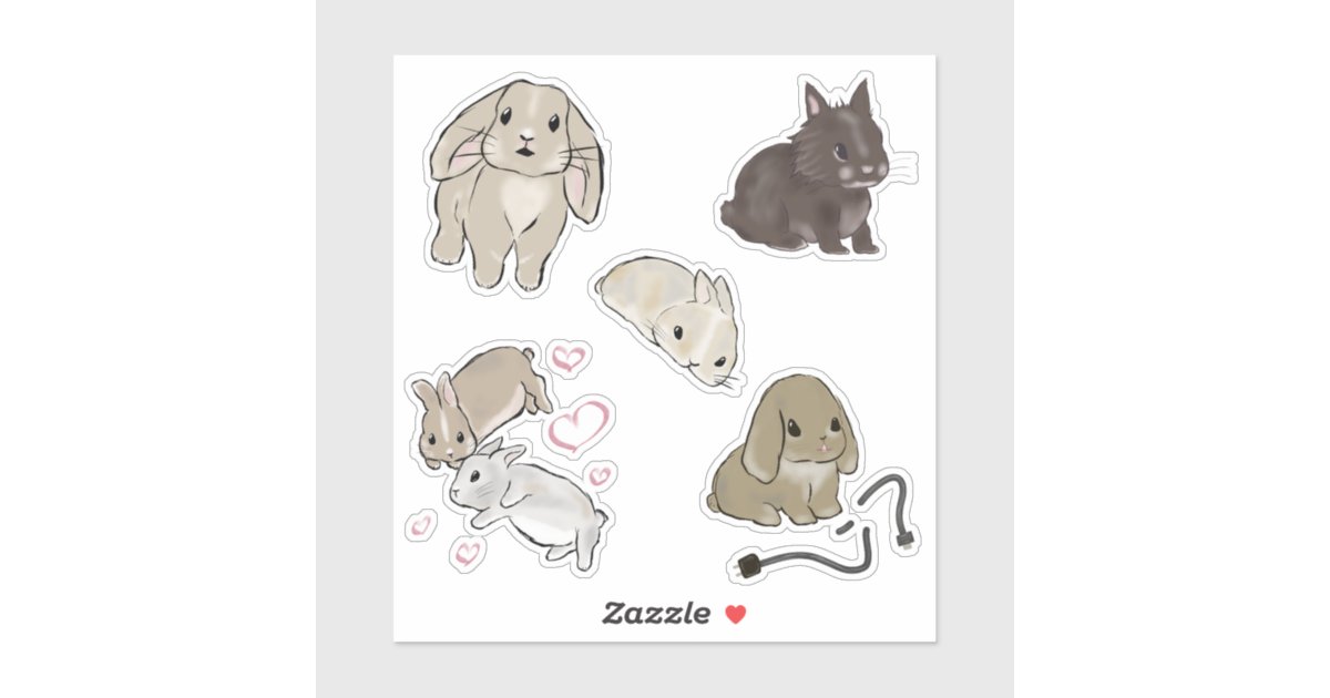 Singer Rabbit Mac Sticker Cute Rabbits Collection Sticker | Zazzle
