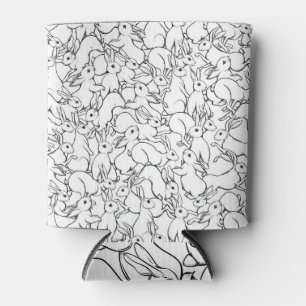 Cute Rabbits: Colored Vintage Background Can Cooler