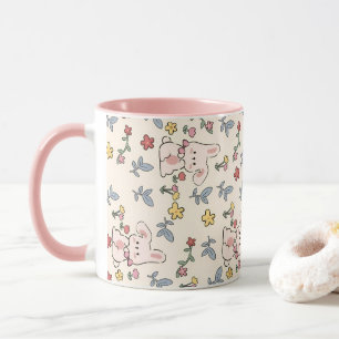 Cute Rabbits, Flowers And Leaves Mug