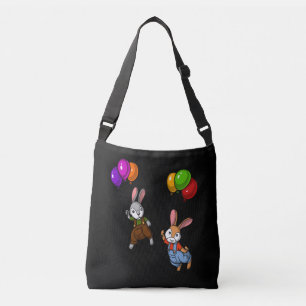 Cute Rabbits Funny Bunny Balloons Crossbody Bag