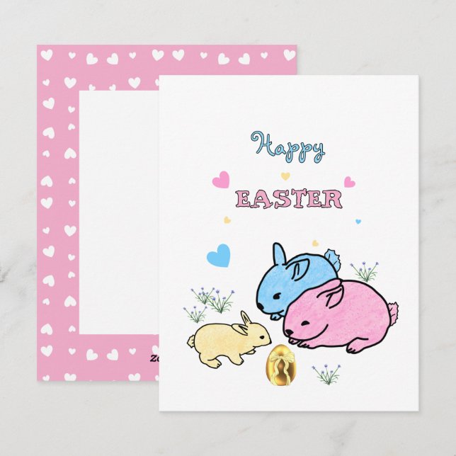 Cute rabbits  holiday card (Front/Back)