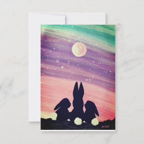 Cute Rabbits Illustration Thank You Card