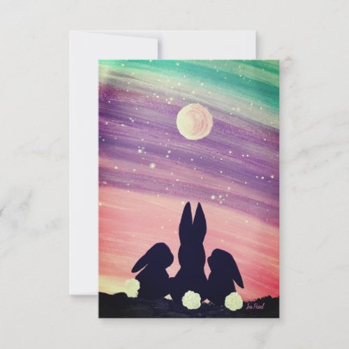 Cute Rabbits Illustration Thank You Card