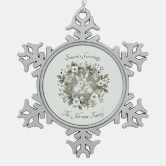 Cute Rabbits in a Floral Winter Wreath