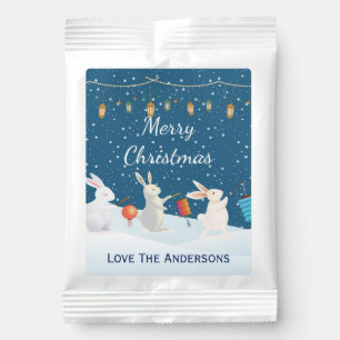 Cute Rabbits Lantern Parade Snow Christmas Custom Hot Chocolate Drink Mix