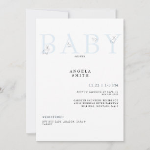 Cute Rabbits Light Blue Gingham Baby Shower Invita Invitation