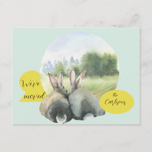 Cute Rabbits Moving House New Address Announcement Postcard