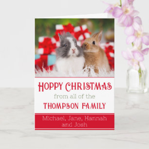 Cute Rabbits Photo Hoppy Christmas Folded Card