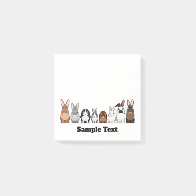 cute rabbits post it post-it notes (Front)
